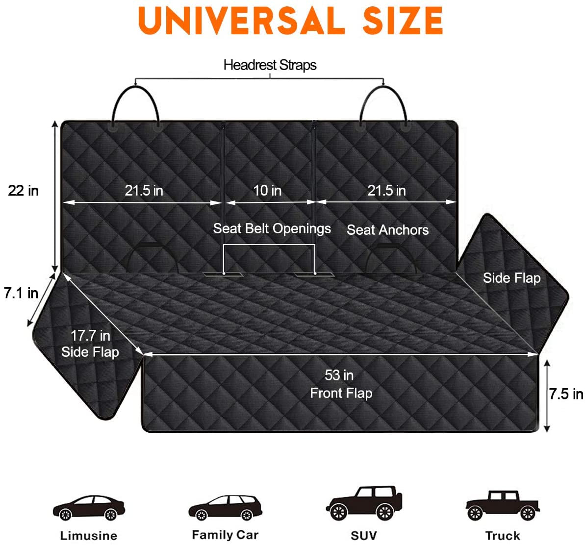 Ultimate Waterproof Dog Car Seat Cover - Non-Slip Back Seat Protector for Pets and Kids - Universal Fit for Cars, Trucks, and SUVs - Black