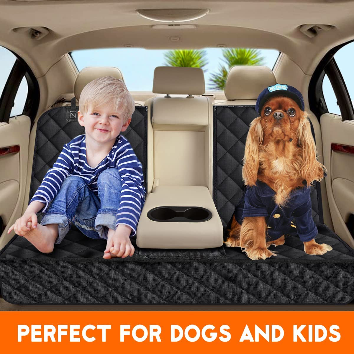 Ultimate Waterproof Dog Car Seat Cover - Non-Slip Back Seat Protector for Pets and Kids - Universal Fit for Cars, Trucks, and SUVs - Black